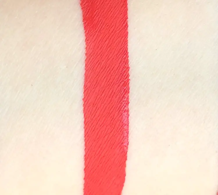 Swatch of Essence Colour Boost Mad About Matte Liquid Lipstick in Seeing Red