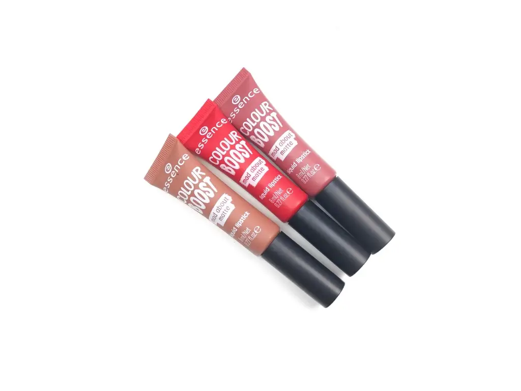 Essence Colour Boost Mad About Matte Liquid Lipsticks in 01 Dusty Romance, 04 Mad Matters, and 07 Seeing Red  | Review