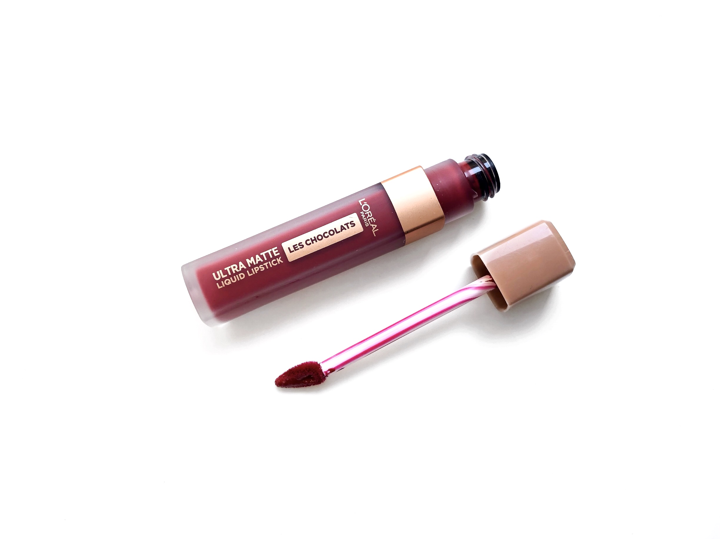 Review L'Oréal Tasty Ruby Les Chocolates Ultra Matte Liquid Lipstick 7-2